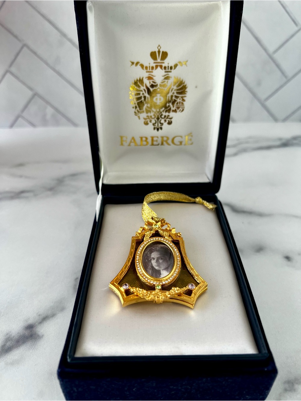 Faberge Gold Tone Ornamet/Frame Portrait